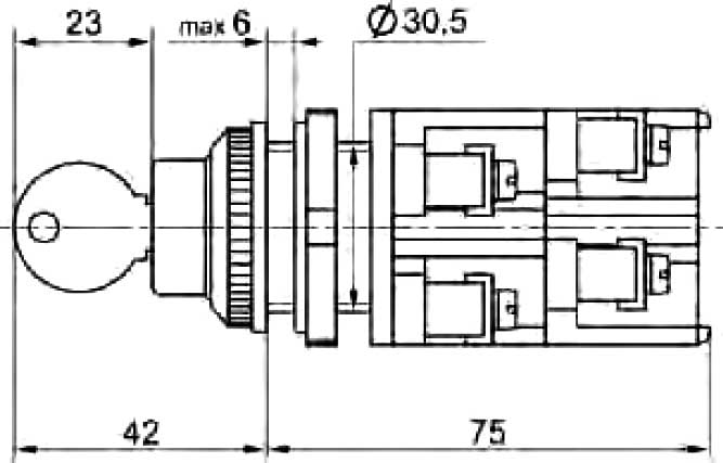 Габаритная схема переключателя управления ПЕ-172