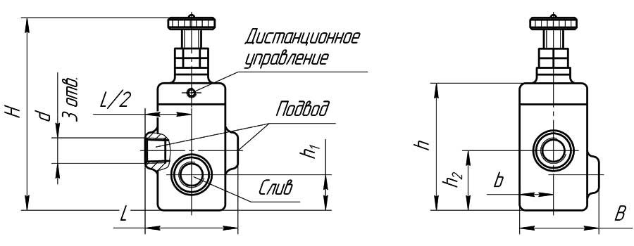 Конструктивная схема гидроклапана Г52-22 (трубный монтаж)